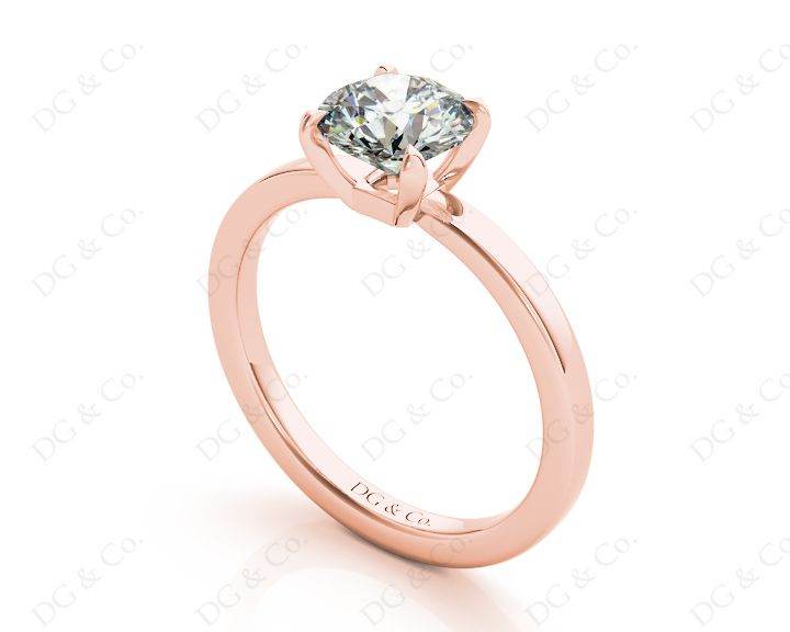 Round Brilliant Cut Diamond Engagement Ring with Claw set centre stone - 18K Rose - DG & Co. Jewellery