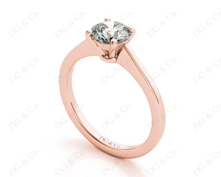 Round Cut Diamond Engagement Ring with Claw set centre stone - 18K Rose - DG & Co. Jewellery