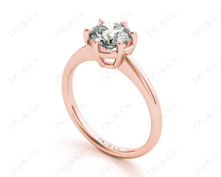 Round Cut Diamond Engagement Ring with Claw set centre stone - 18K Rose - DG & Co. Jewellery
