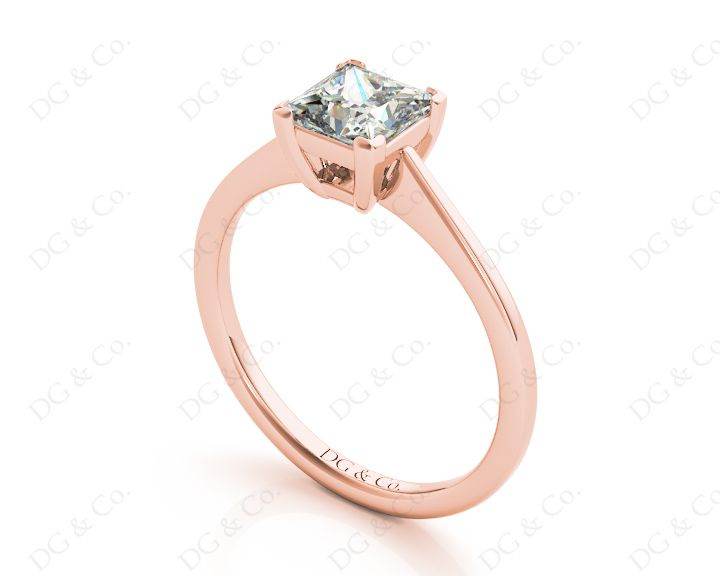 Princess Cut Classic Four claws Diamond Engagement Ring - 18K Rose - DG & Co. Jewellery