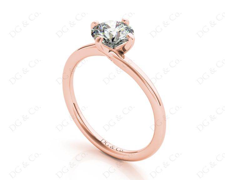 Round Cut Four Claws set Twist Diamond Ring in 18K Rose - DG & Co. Jewellery