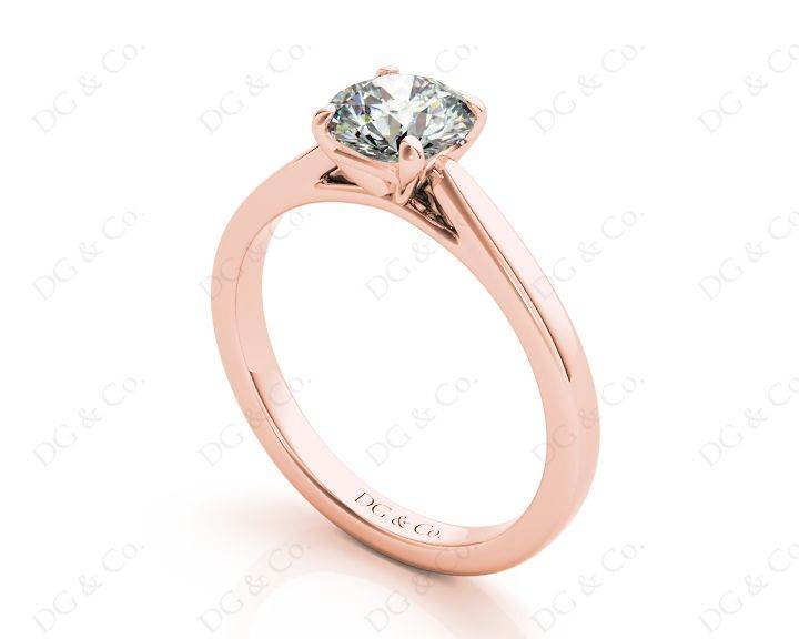 Round Brilliant Cut Solitaire Four Claws Diamond Ring in 18K Rose - DG & Co. Jewellery
