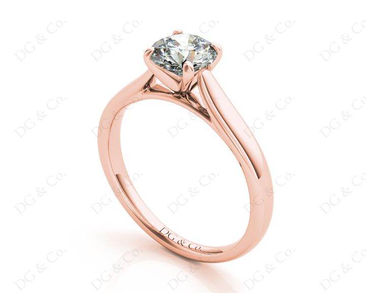 Round Cut Solitaire Four Claws Diamond Engagement Ring in 18K Rose - DG & Co. Jewellery