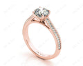 Round Cut Four Claws Diamond Ring in a Milgrain Pave Setting Side Stones in 18K Rose - DG & Co. Jewellery