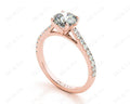 Round Cut Four Claws Diamond Ring with Pave Set Side Stones - 18K Rose - DG & Co. Jewellery