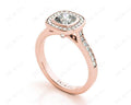Cushion Cut Halo Ring with Bezel set centre stone with Side Stones - 18K Rose - DG & Co. Jewellery