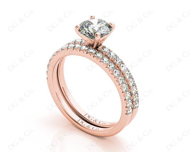 Round Cut Diamond Engagement ring with claw set centre stone - 18K Rose - DG & Co. Jewellery