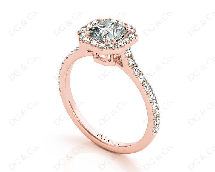 Cushion Square Cut Halo Diamond Engagement Ring with Claw Set Centre Stone - 18k Rose - DG & Co. Jewellery