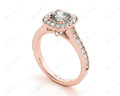 Halo Cushion Cut Ring with Four Claws Set Centre Stone - 18K Rose - DG & Co. Jewellery