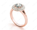 Round Cut Double Halo Plain Band Diamond Engagement ring with claw set centre stone - 18K Rose - DG & Co. Jewellery