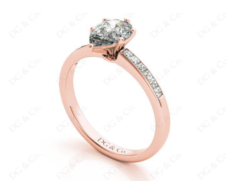 Pear Cut Diamond Engagement ring with six claws centre stone in 18K Rose - DG & Co. Jewellery