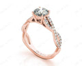 Twist Band Round Cut Four Claw Set Diamond Engagement Ring with Pave Set Stones Down the Shoulders - 18K Rose - DG & Co. Jewellery