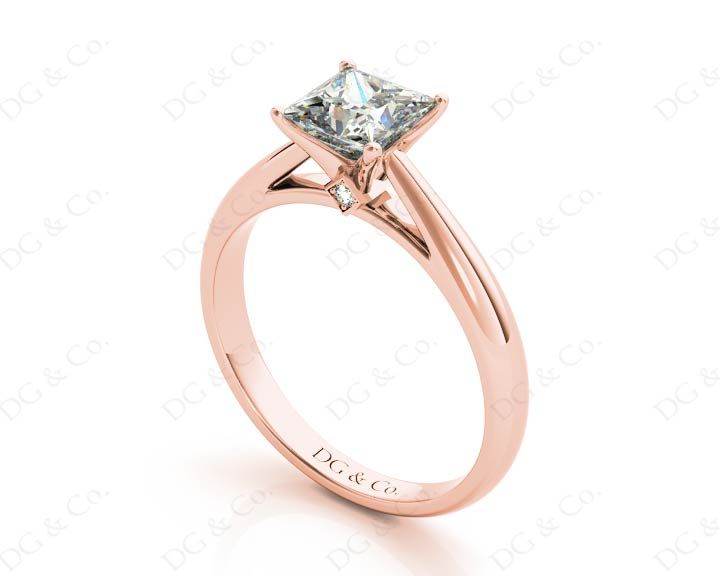 Princess Cut Four Claw Set Diamond Ring - 18K Rose - DG & Co. Jewellery