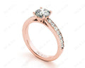 Round Cut Four Claws Set Diamond Ring with Channel Set Side Stones - 18K Rose - DG & Co. Jewellery