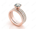 Round Cut Diamond Wedding Set Rings with Pave Setting Side Stones in 18K Rose - DG & Co. Jewellery