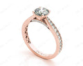 Round Cut Four Claw Set Diamond Ring with Pave Set Stones Down the Shoulders and on Both Sides - 18K Rose - DG & Co. Jewellery