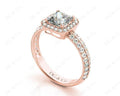 Princess Cut Halo Ring with Milgrain Claw Set Centre Stone - 18K Rose - DG & Co. Jewellery