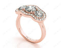 Round Cut Halo Trilogy Diamond Engagement Ring with Pave Set Side Stone In 18K Rose - DG & Co. Jewellery