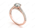 Vintage Style Round Cut Four Claw Set Diamond Ring with Micro Pave Set Stones Down the Shoulders - 18K Rose - DG & Co. Jewellery