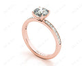 Round Cut Four Claws Diamond Engagement Ring with Pave Set Side Stones - 18K Rose - DG & Co. Jewellery