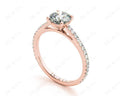 Engagement Ring Round Cut Claw Set Diamond Ring with pave set side stone in 18K Rose - DG & Co. Jewellery