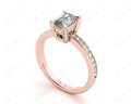 Emerald Cut Four Claw Diamond Ring with grain set side stones - 18K Rose - DG & Co. Jewellery
