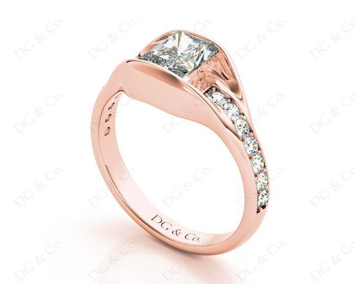 Radiant Cut Diamond Ring with Tension set centre stone - 18K Rose - DG & Co. Jewellery