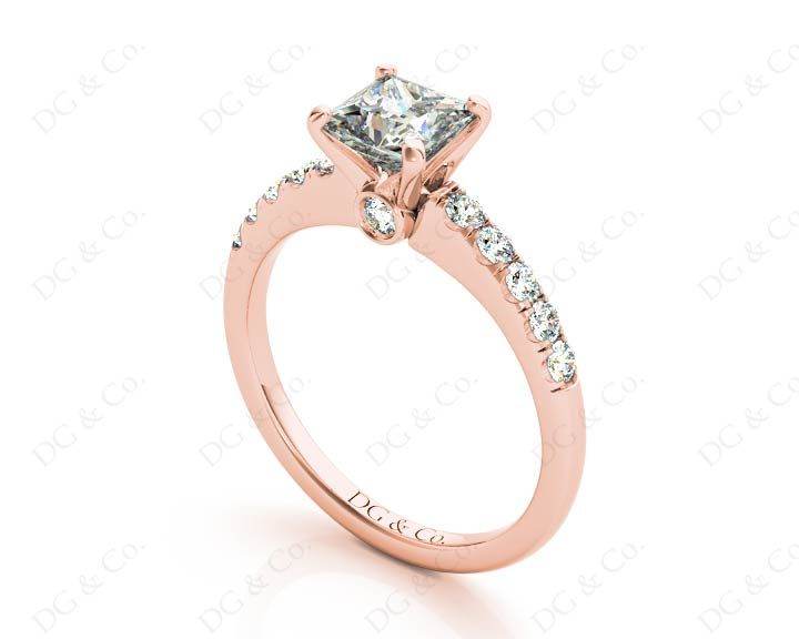 Princess Cut Diamond Engagement ring with four Prongs centre stone - 18K Rose - DG & Co. Jewellery
