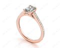 Emerald Cut Four Prongs Diamond Ring with Channel Set Side Stones - 18K Rose - DG & Co. Jewellery