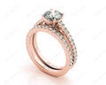 Round cut diamond wedding set rings with four claws setting - 18K Rose - DG & Co. Jewellery