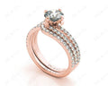 Round Cut Diamond Wedding Set Rings with Pave Setting Side Stones - 18K Rose - DG & Co. Jewellery