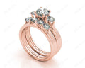 Round Cut Diamond three stones wedding set rings with claw set side stone - 18K Rose - DG & Co. Jewellery