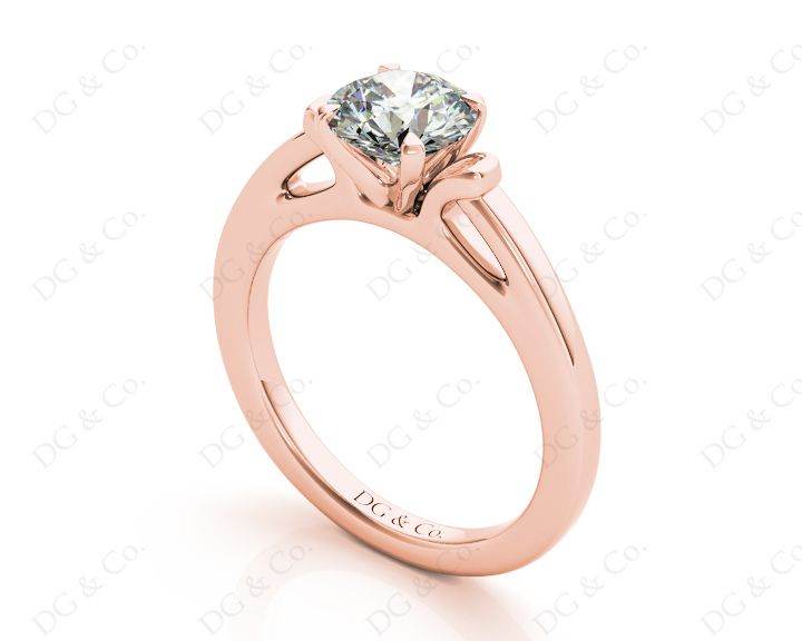 Round Cut Unique Setting Four Claws Diamond Engagement Ring Setting in 18K Rose - DG & Co. Jewellery