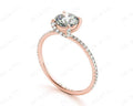 Round Cut Cross Over ring claw set diamond with pave set side stone - 18K Rose - DG & Co. Jewellery