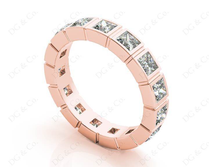 Princess Cut Bezel Set Diamond Eternity Wedding Ring - 18K Rose - DG & Co. Jewellery