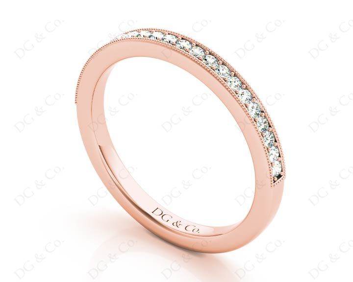 Diamond Wedding Band with Milgrain Setting Stones - 18K Rose - DG & Co. Jewellery