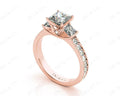 Princess Cut Trilogy Ring with Milgrain set shoulder diamond - 18K Rose - DG & Co. Jewellery