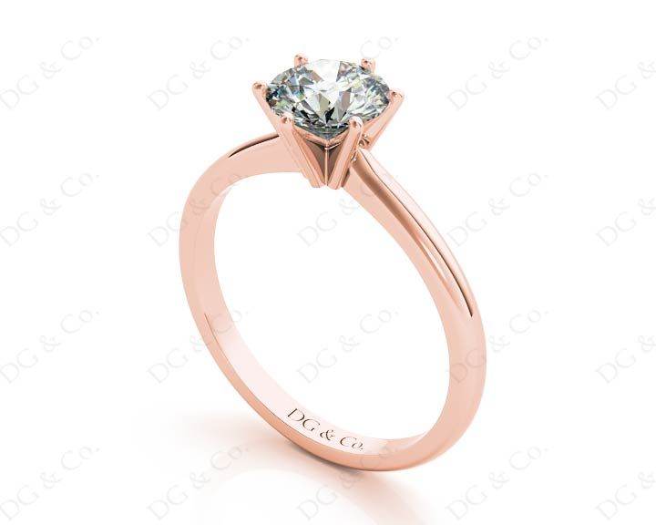 Solitaire Round Cut 6 Claw Diamond Engagement Ring With A Tapered Band In 18K Rose - DG & Co. Jewellery