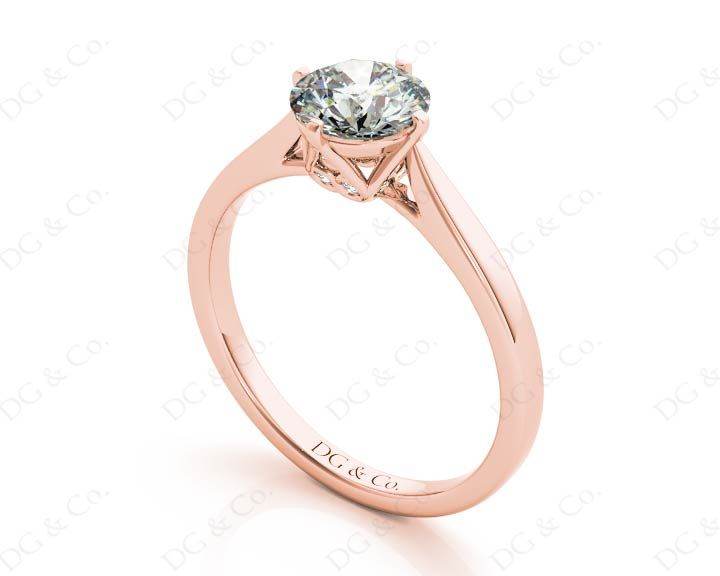 Art Deco Solitaire Round Cut Four Claw Diamond Ring - 18K Rose - DG & Co. Jewellery