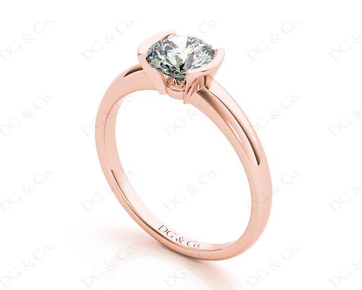 Round Cut Bezel Set Diamond Ring on a Plain Band - 18K Rose - DG & Co. Jewellery