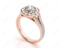 Round Cut Halo Diamond Engagement ring with claw set centre stone in 18K Rose - DG & Co. Jewellery