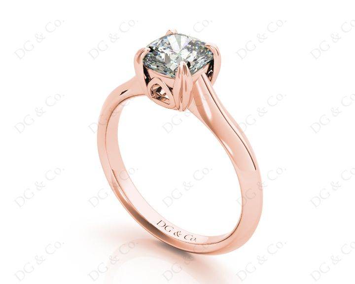 Cushion Cut Classic Four Claws Diamond Engagement Ring - 18K Rose - DG & Co. Jewellery