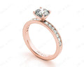 Round Cut Four Claw Set Diamond Ring with Channel Set Side Stones Down the Shoulders - 18k Rose - DG & Co. Jewellery