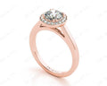 Round Cut 4 Prong Set Diamond Ring with Halo and Plain Tapered Band - 18K Rose - DG & Co. Jewellery