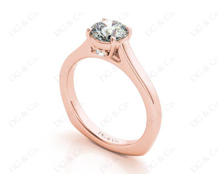 Round Cut Solitaire Diamond Engagement Ring with Four Prong set centre stone - 18K Rose - DG & Co. Jewellery