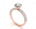 Round Cut Four Claws Side Stone Engagement Ring with Milgrain Set Side Stones in 18K Rose - DG & Co. Jewellery