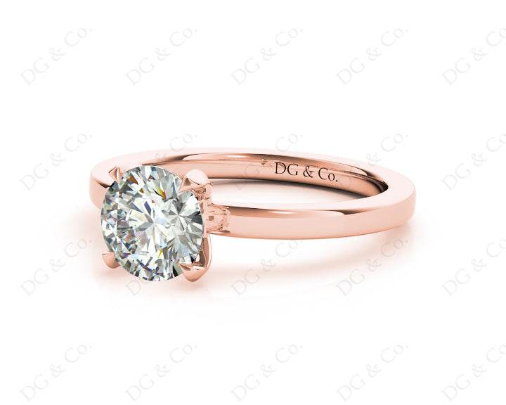 Round Brilliant Cut Diamond Engagement Ring with Claw set centre stone - 18K Rose - DG & Co. Jewellery