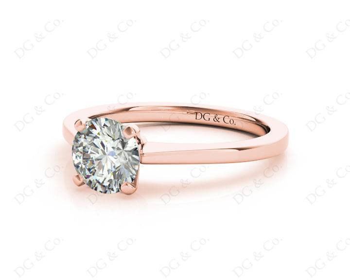Round Cut Diamond Engagement Ring with Claw set centre stone - 18K Rose - DG & Co. Jewellery