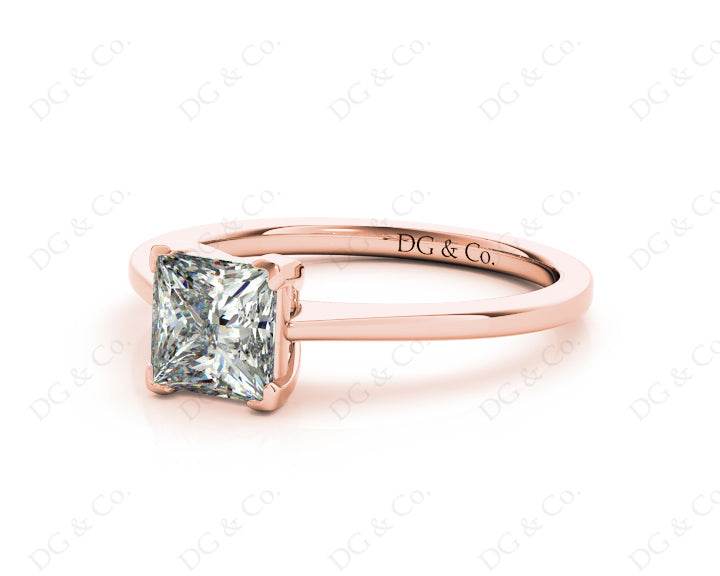 Princess Cut Classic Four claws Diamond Engagement Ring - 18K Rose - DG & Co. Jewellery