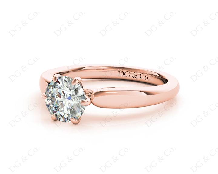 Round Cut Classic Six Claws Diamond Solitaire Ring - 18K Rose - DG & Co. Jewellery